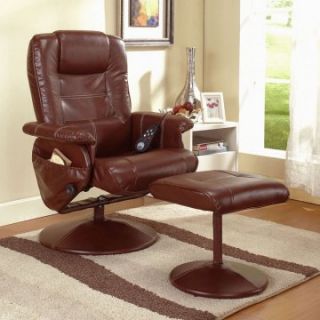 InRoom Designs Leather Massage Recliner with Ottoman   Recliners