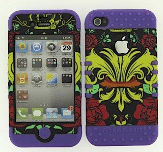3 IN 1 HYBRID SILICONE COVER FOR APPLE IPHONE 4 4S HARD CASE SOFT LIGHT PURPLE RUBBER SKIN SAINTS FLEUR LP TE335 KOOL KASE ROCKER CELL PHONE ACCESSORY EXCLUSIVE BY MANDMWIRELESS: Cell Phones & Accessories