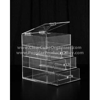   Acrylic Clear Cube Makeup Organizer 3 Drawers plus one w/Lid Display