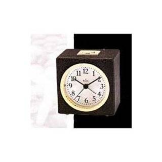 Bulova Lockport Alarm Clock   Faux Leather Case   Antique Gold Tone 