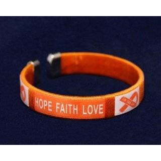 Orange Ribbon Bracelet   Fabric Bangle (Hope, Faith, Love  Child Size 