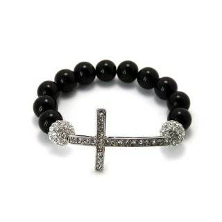   Beaded Bracelet with Iced Out cross and Disco Balls Shamballa Jewelry