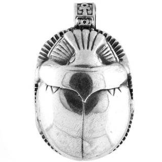  Egyptian Jewelry Silver Scarab Double Sided Pendant 