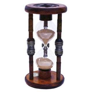   City Clocks 60 Minute Antique Wood Hourglass Sand Timer, 12 Inch Tall