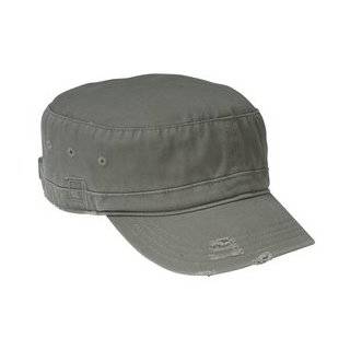 Upscale 100% Cotton Twill Distressed Military Hat Cap   Olive Color