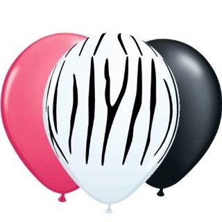 11 Zebra Print with Black & Pink Balloons 12pk