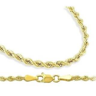 Mens Womens 14k Yellow Gold Chain Hollow Rope Necklace 2mm