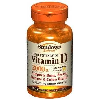 Sundown Naturals Vitamin D, Super Potency D3, 2000 IU, Liquid Softgels 
